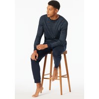 Schlafanzug lang Bündchen graphit gemustert - Fine Interlock 48 von Schiesser