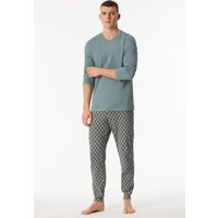 Schlafanzug lang Bündchen mineral - Casual Essentials 48 von Schiesser