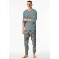 Schlafanzug lang Bündchen mineral - Casual Essentials 56 von Schiesser