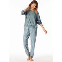 Schlafanzug lang Bündchen mineral - Modern Nightwear 40 von Schiesser