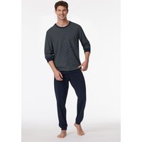 Schlafanzug lang Bündchen nachtblau - Comfort Essentials 60 von Schiesser