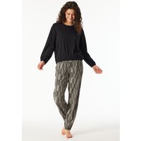 Schlafanzug lang Bündchen schwarz - Modern Nightwear 40 von Schiesser