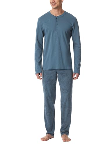 Schiesser Herren Schlafanzug Lang - Fine Interlock Pyjamaset, Jeansblau_182027, 52 EU von Schiesser