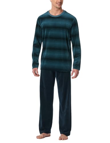 Schiesser Herren Schlafanzug Lang - Flauschig Und Bequem Comfort Nightwear Pyjamaset, Jeansblau_182023, 48 EU von Schiesser