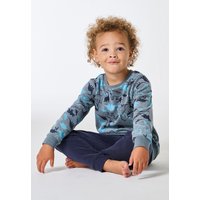 Schlafanzug lang Frottee Bündchen Dinos mineral - Kids Nightwear 104 von Schiesser