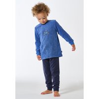 Schlafanzug lang Frottee Bündchen Fuchs blau - Kids Nightwear 116 von Schiesser