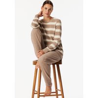 Schlafanzug lang Frottee Bündchen Ringel taupe-meliert - Casual Essentials 42 von Schiesser