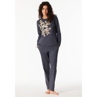 Schlafanzug lang Interlock Blumen graphit - Comfort Interlock 38 von Schiesser