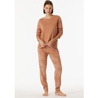 Schlafanzug lang Interlock Bündchen Ginkgo rost - Modern Nightwear 40 von Schiesser