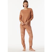 Schlafanzug lang Interlock Bündchen Ginkgo rost - Modern Nightwear 44 von Schiesser