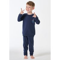 Schlafanzug lang Interlock Bündchen dunkelblau - Kids Nightwear 104 von Schiesser