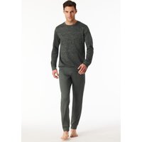 Schlafanzug lang Interlock Bündchen dunkelgrün gemustert - Fine Interlock 58 von Schiesser