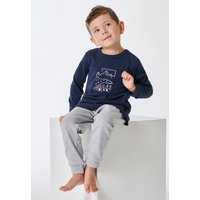 Schlafanzug lang Interlock Bündchen grau-meliert - Kids Nightwear 104 von Schiesser