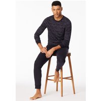 Schlafanzug lang Interlock Bündchen kohle gemustert - Fine Interlock 54 von Schiesser