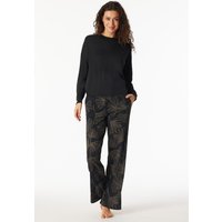 Schlafanzug lang Interlock Ginkgo schwarz - Modern Nightwear 38 von Schiesser
