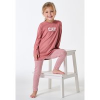 Schlafanzug lang Interlock Leggings Katze Ringel altrosa - Kids Nightwear 92 von Schiesser