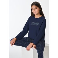 Schlafanzug lang Interlock dunkelblau - Teens Nightwear 176 von Schiesser