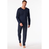 Schlafanzug lang Interlock nachtblau kariert - Fine Interlock 54 von Schiesser