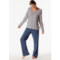 Schlafanzug lang Ringel champagner - Casual Essentials 40 von Schiesser