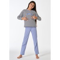 Schlafanzug lang Ringel multicolor - Teens Nightwear 164 von Schiesser