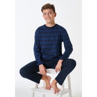 Schlafanzug lang Ringel nachtblau - Teens Nightwear 164 von Schiesser