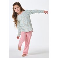 Schlafanzug lang Rüschen Herzchen multicolor - Kids Nightwear 128 von Schiesser