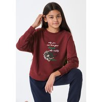 Schlafanzug lang Sweatware Bündchen burgund - Teens Nightwear 176 von Schiesser