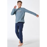 Schlafanzug lang Sweatware Bündchen mineral - Teens Nightwear 176 von Schiesser