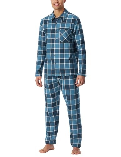 Schiesser Herren Schlafanzug Lang - Weiche Webware Selected Premium Warming Pyjamaset, Jeansblau_182029, 52 EU von Schiesser