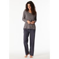 Schlafanzug lang graphit gemustert - Comfort Essentials 44 von Schiesser