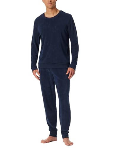 Schiesser Herren Schlafanzug Lang Mit Bündchen - Weiches Frottee X-Mas Gifting Pyjamaset, Nachtblau_182127, 50 EU von Schiesser