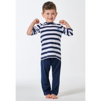 Schlafanzug lang unisex Streifen admiral - SCHIESSER 150 Years 104 von Schiesser