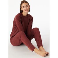 Schlafanzug lang wärmend Bündchen burgund - Selected Premium Warming 42 von Schiesser