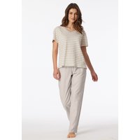 Shirt kurzarm Leinen Biobaumwolle Streifen off-white - Mix+Relax 40 von Schiesser