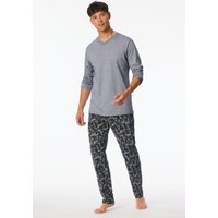 Shirt langarm V-Ausschnitt nachtblau geringelt - Mix+Relax 52 von Schiesser