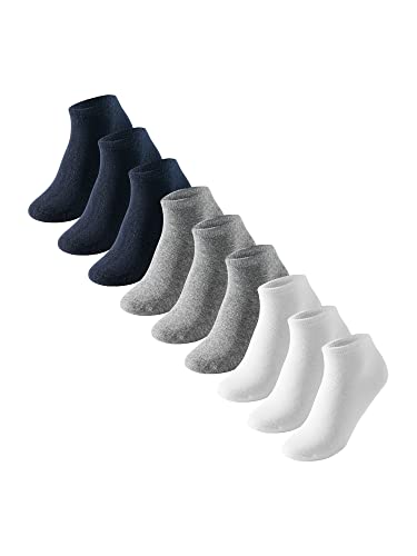 Uncover by Schiesser Herren 9 Pack Sneaker Socken Sportsocken - Sparpack, 3x Weiß / 3x Grau Mel. / 3x Nachtblau, 43-46 von Schiesser