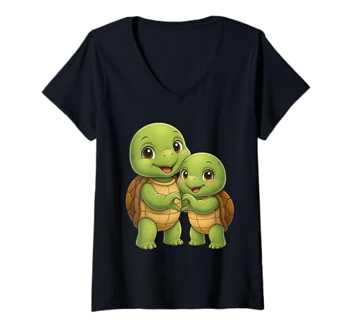 Damen Schildkröten Pärchen mit Herz | Süßes Schildkröte Liebespaar T-Shirt mit V-Ausschnitt Damen Schildkröten Pärchen mit Herz | Süßes Schildkröte Liebespaar T-Shirt mit V-Ausschnitt von Schildkröte Designer Designs