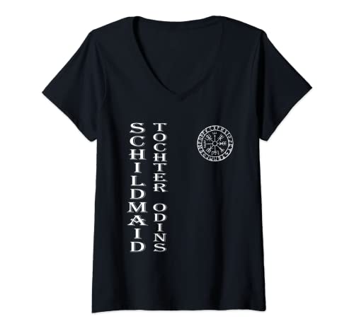 Damen Schildmaid Wikinger Kriegerin Schildmaiden T-Shirt mit V-Ausschnitt von Schildmaid Kleidung Stolze Kriegerin