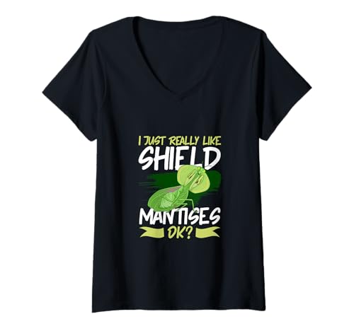 Damen Lieblingstier Schildmantis T-Shirt mit V-Ausschnitt Damen Lieblingstier Schildmantis T-Shirt mit V-Ausschnitt von Schildmantis Designs