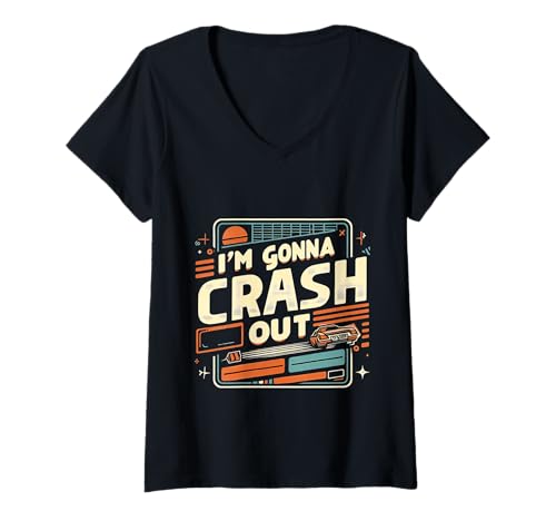 Damen I'm Gonna Crash Out Müde faules schläfriges Nickerchen |- T-Shirt mit V-Ausschnitt Damen I'm Gonna Crash Out Müde faules schläfriges Nickerchen |- T-Shirt mit V-Ausschnitt von Schläfriger Humor Lazy Stimmungsnickerchen