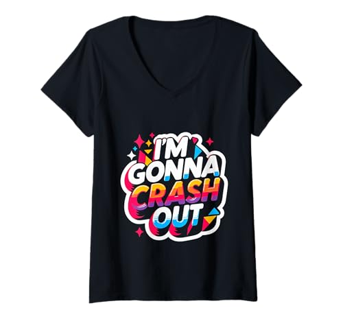Damen I'm Gonna Crash Out Müde faules schläfriges Nickerchen |- T-Shirt mit V-Ausschnitt Damen I'm Gonna Crash Out Müde faules schläfriges Nickerchen |- T-Shirt mit V-Ausschnitt von Schläfriger Humor Lazy Stimmungsnickerchen