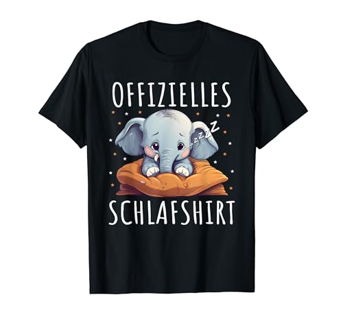 Offizielles Schlafshirt Elefant Herren Damen Pyjama T-Shirt von Schlaf Outfit Pyjama Morgenmuffel Langschläfer