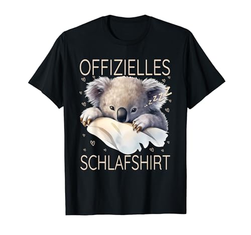 Offizielles Schlafshirt Koala Bär Herren Damen Pyjama T-Shirt von Schlaf Outfit Pyjama Morgenmuffel Langschläfer