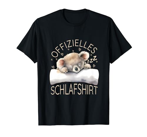 Offizielles Schlafshirt Koala Bär Herren Damen Pyjama T-Shirt von Schlaf Outfit Pyjama Morgenmuffel Langschläfer