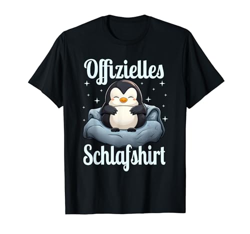 Offizielles Schlafshirt Pinguin Herren Damen Pyjama T-Shirt von Schlaf Outfit Pyjama Morgenmuffel Langschläfer