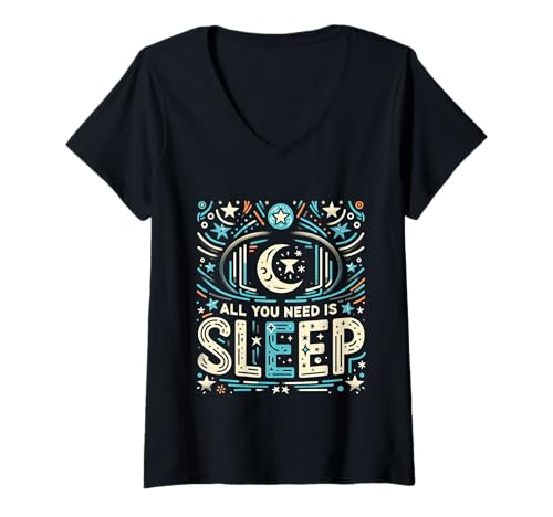 Damen All You Need is Sleep Restful Essentials Gesundheit ||- T-Shirt mit V-Ausschnitt Damen All You Need is Sleep Restful Essentials Gesundheit ||- T-Shirt mit V-Ausschnitt von Schlaf- und Entspannungsvibes