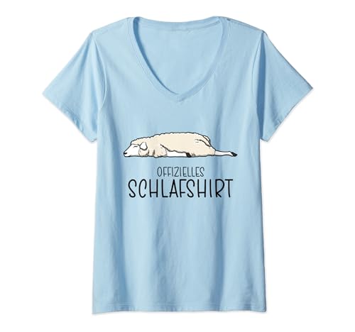 Damen Offizielles Schlafshirt Schaf, Schlafanzug Schäfchen T-Shirt mit V-Ausschnitt von Schlafanzug Damen & Herren, Pyjama Kinder