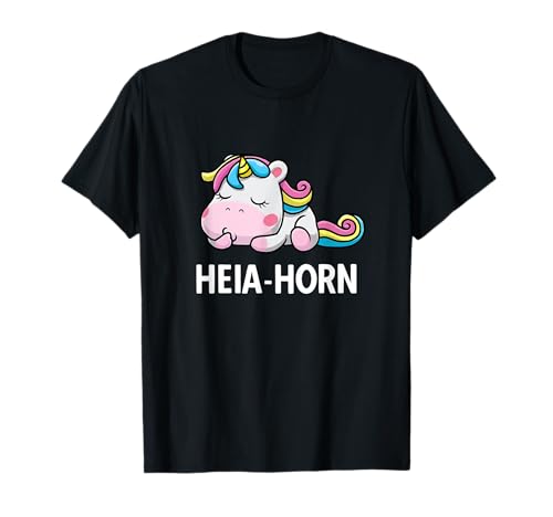 Heia Horn Schlafshirt Schlafendes Einhorn Kinder T-Shirt von Schlafanzug Einhorn Jungen Mädchen