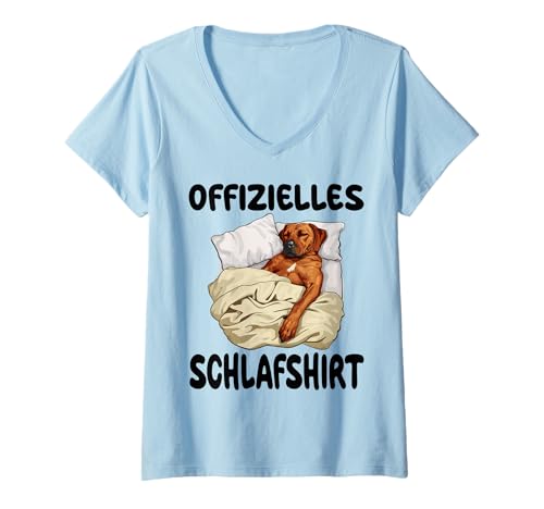 Damen Rhodesian Ridgeback Hund Offizielles Schlafshirt Nachthemd T-Shirt mit V-Ausschnitt von Schlafanzug Nachthemd Nachtwäsche Co.