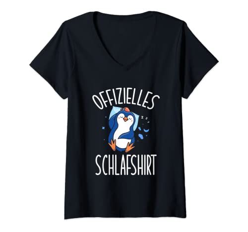 Damen Pinguin Schlafanzug Penguin Offizielles Schlafshirt T-Shirt mit V-Ausschnitt von Schlafanzug Penguin Offizielles Schlafshirt